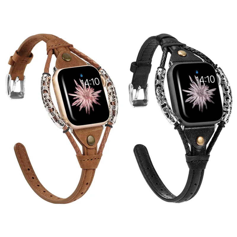 

Ремешок из натуральной кожи для Apple Watch Band 40 мм 44 мм 38 мм 42 мм, металлический браслет correa Iwatch series 6/5/4/3/SE, аксессуары для часов
