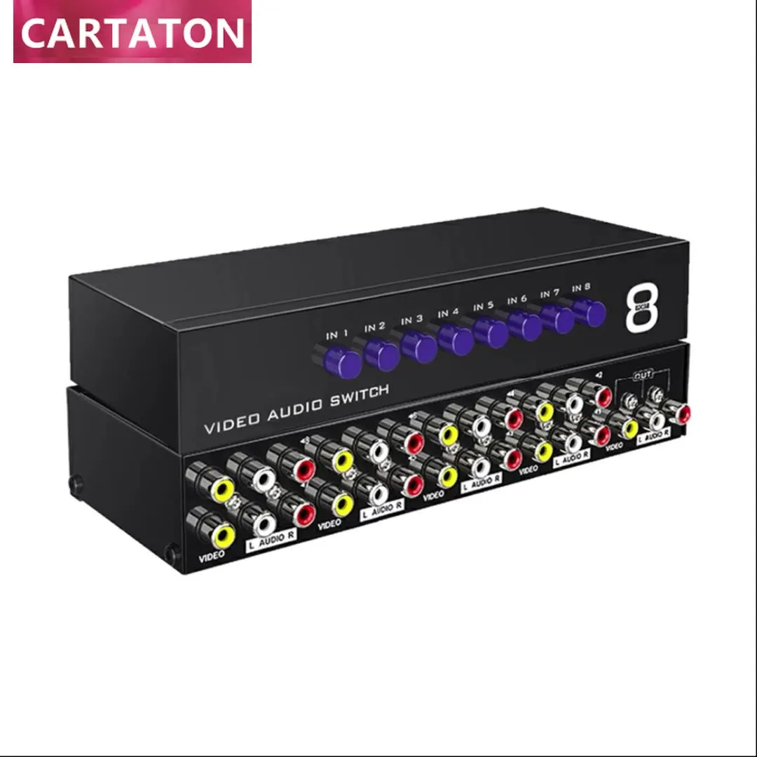 8 Way RCA Switch Composite AV Switcher Box with Selector Support Multi Video Port Input
