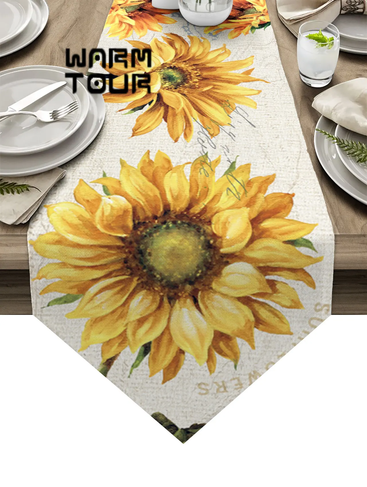 

Vintage Flower Sunflower Bee Table Runner for Wedding Banquet Home Festival Party Dinning Table Decoration Table Runner