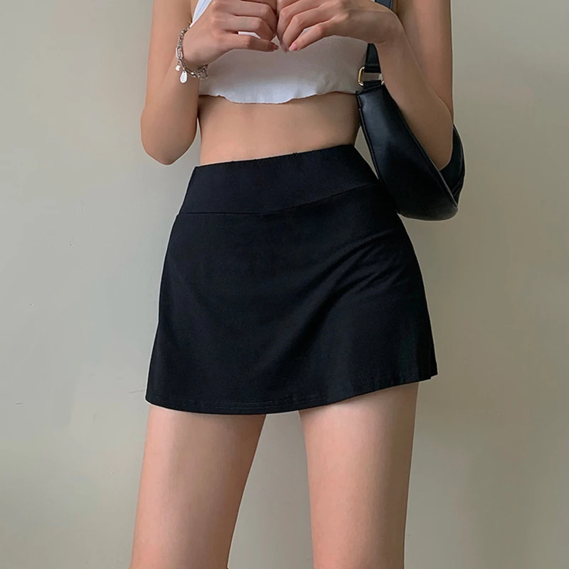 

Женская модная мини-юбка в готическом стиле Y2k, короткая юбка, милая Повседневная простая эластичная Спортивная юбка с асимметричным разрезом