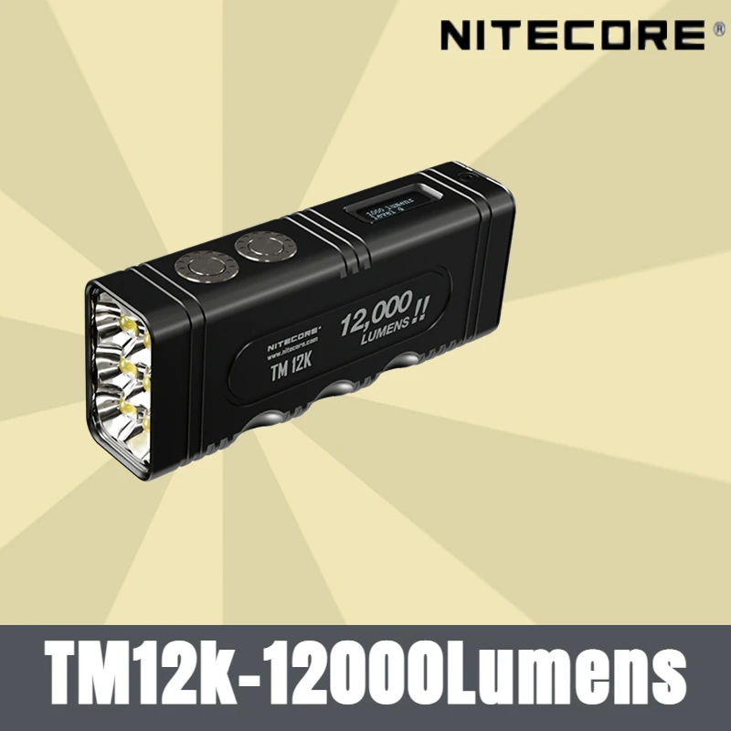 

NITECORE TM12K Tactical Flashlight 12000 Lumen Powerful USB-C Rechargeable Super Bright 18W QC Searchlight,21700 Li-ion Battery