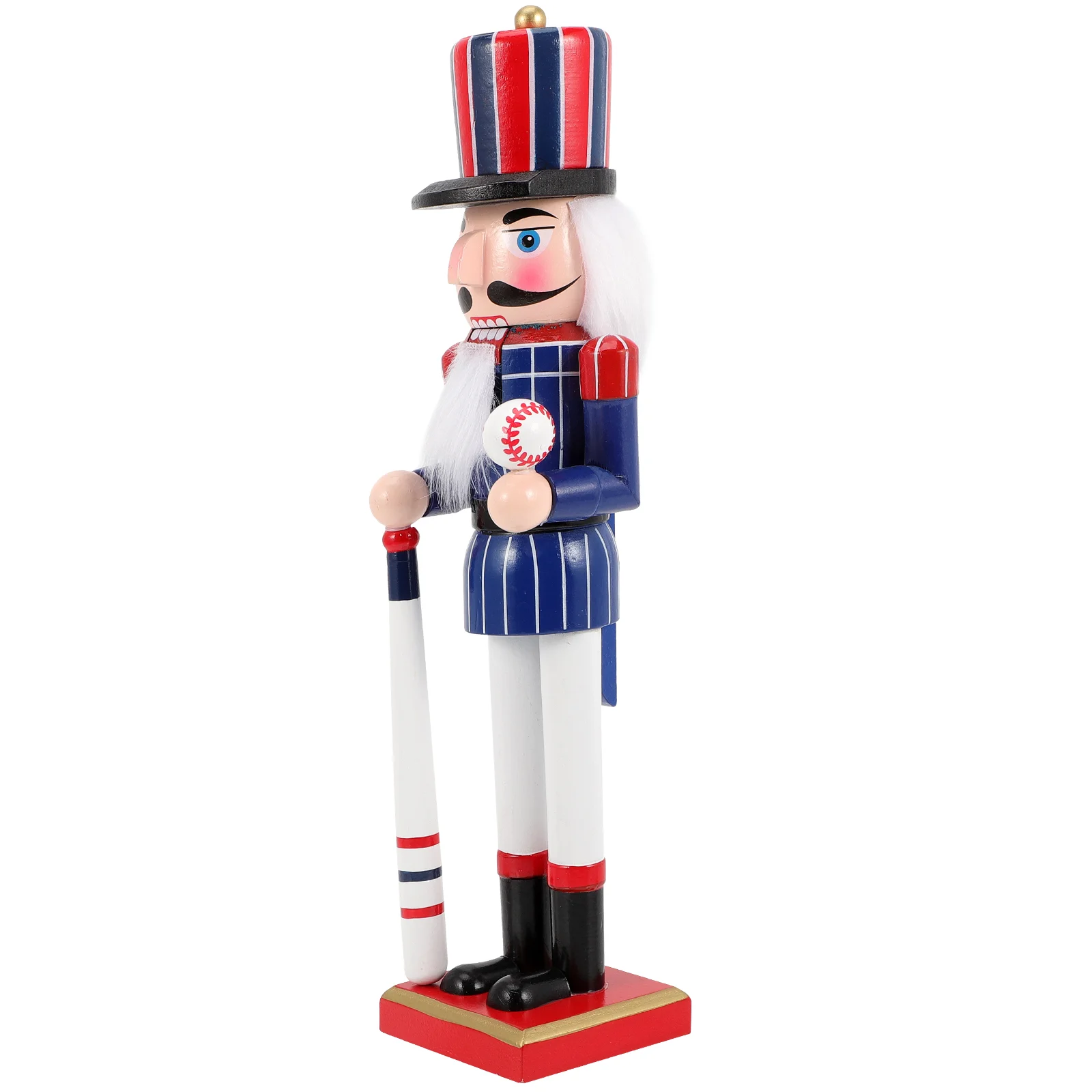 

Nutcracker Soldier Decor Sports Style Nutcracker Figure Wooden Nutcracker Soldier with Baseball Tabletop Christmas Ornament