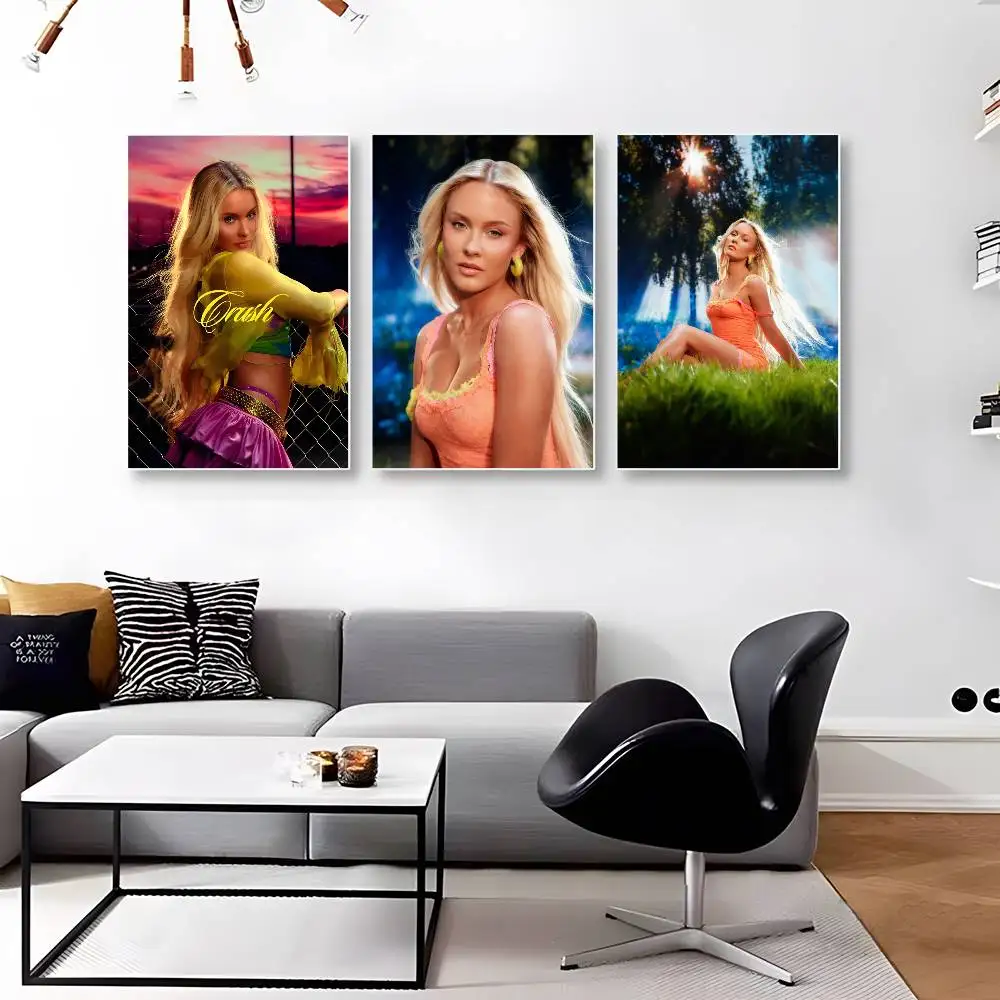 Фото Постер с изображением Zara Larsson Midnight Sun, наклейка с принтом, водонепроницаемое настенное искусство для гостиной, спальни, домашнего декора №4