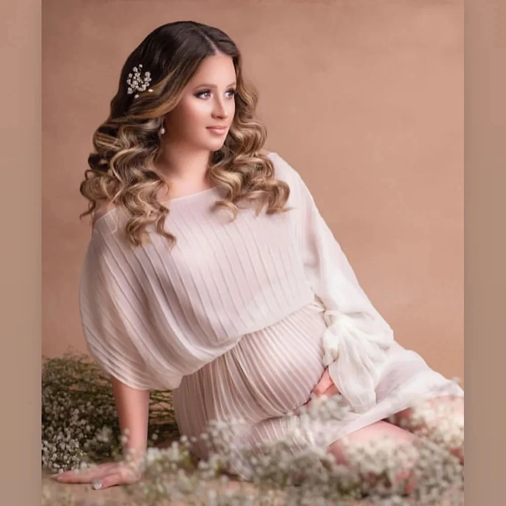 Элегантное платье для беременных детского душа - плиссированное фотосессии на