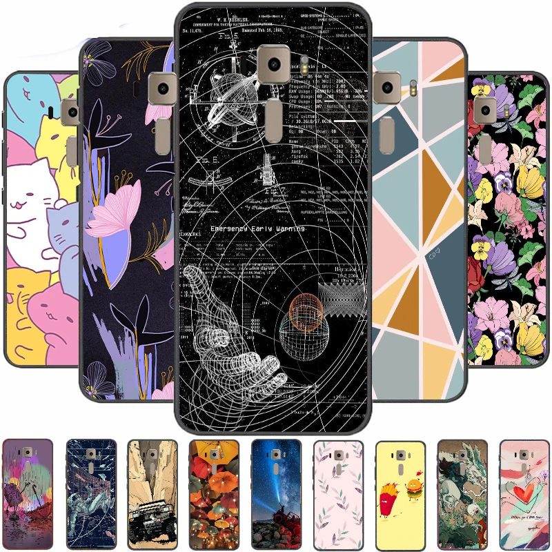 

For ASUS ZenFone 3 ZE520KL Case Painted Soft TPU Silicone Back Cover Zenfone3 ZE 520KL Cases Bumpers Fashion Black Frame