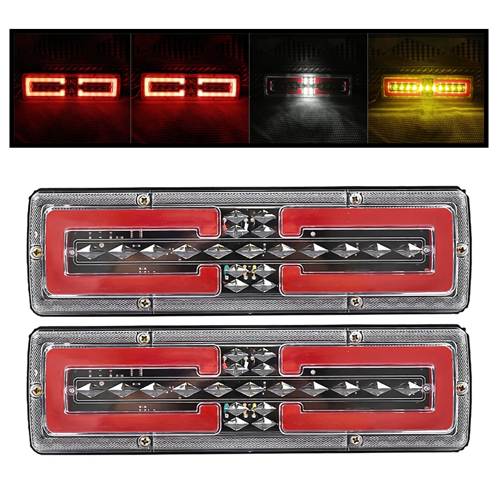 

2Pcs LED Tail Lights Trailer Rear Flashlight 12V 24V Truck Rear Lights Running Turn Signal Brake Reverse Lamp Tractor Taillights