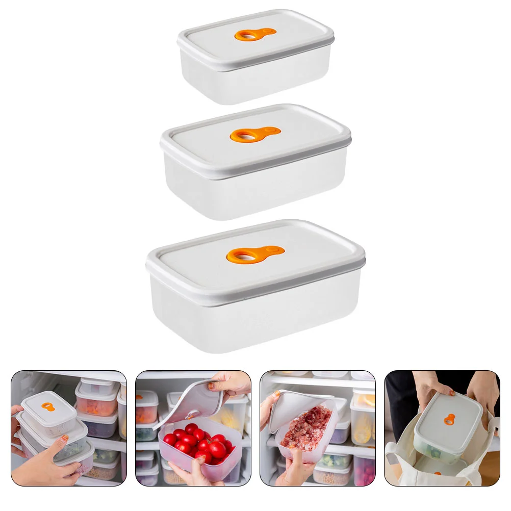 

3 Pcs Refrigerator Airtight Crisper Set Child Kids Food Containers Stainless Steel Lids Plastic Pp Reusable