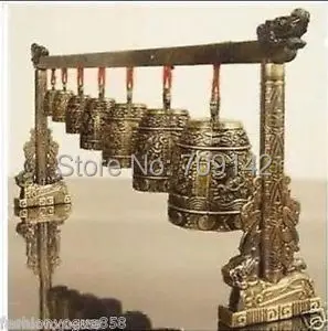 

Exquisite old Tibetan Handwork copper Chinese Musical Instrument Bronze Dragon Bells Bell statue Antique Men's Traditional