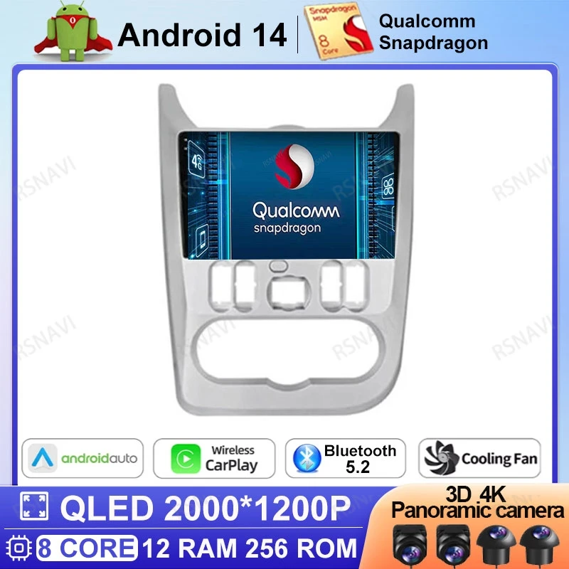 Автомагнитола на Android 14 для Renault Logan I Sandero Lada Lergus Dacia Duster 2009-2016 DVD мультимедийный