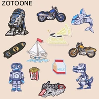 zotoone motorcycle patch alien dinosaur stickers iron on patches for clothing t shirt heat transfer diy accessory appliques g