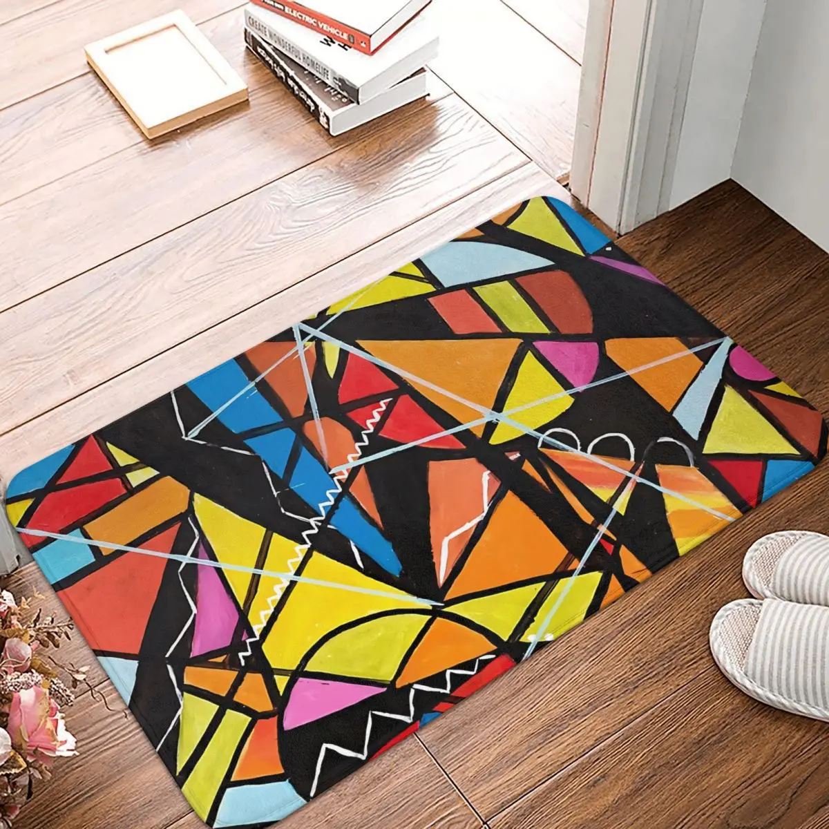 

Non-slip Doormat Geometric Colorful Art Living Room Bedroom Mat Outdoor Carpet Flannel Pattern Decor