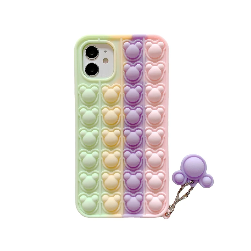 

Pressable Decompression Cartoon Phone Shockproof Case For Iphone 11 12 13 14 Pro Max 7 Plus Se 2020 13Mini Lens Protection Case