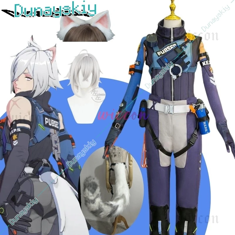 Seth Lowell Cosplay Costume Anime Game Zenless Zone Zero Criminal Investigation Team Uniform Wig Tail Man Carnival Party Suit