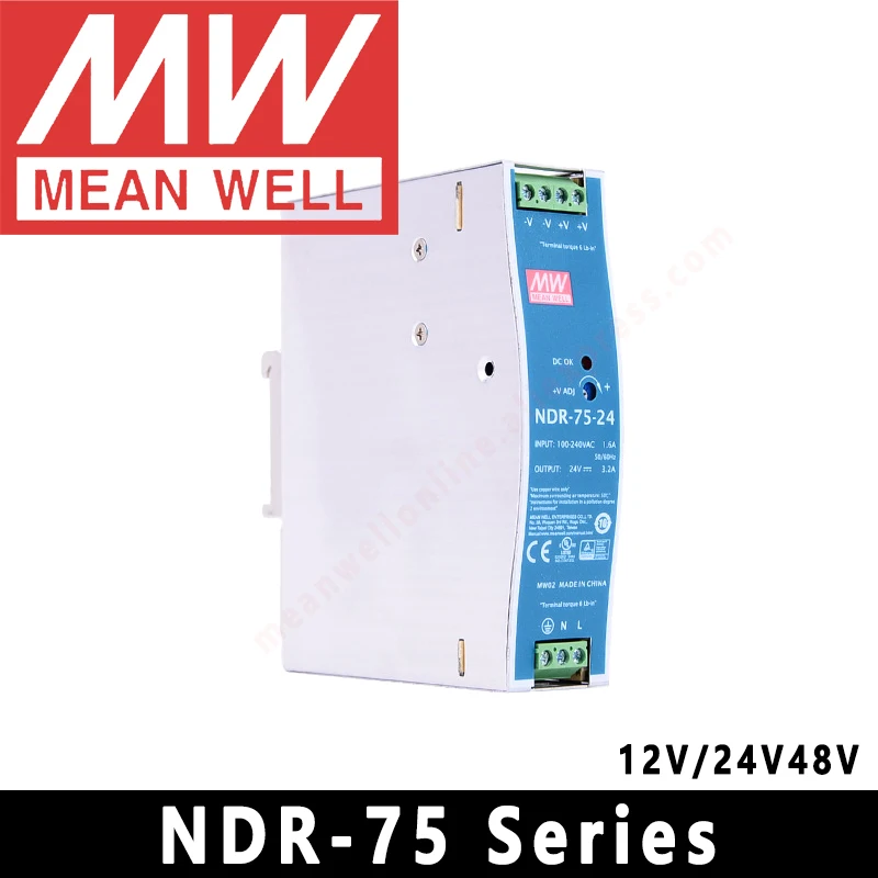 Адаптер источника питания Mean Well для DIN-рейки тонкий размер