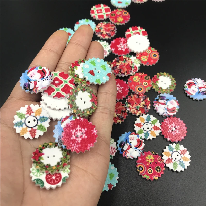 

Dropshipping 2023 Best Selling Products Handicraft Accessories Vintage Wooden Christmas Buttons Santa Claus Buttons for Crafts