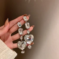 new geometric square crystal dangle earrings love heart drop earrings for women statement jewelry korean fashion women