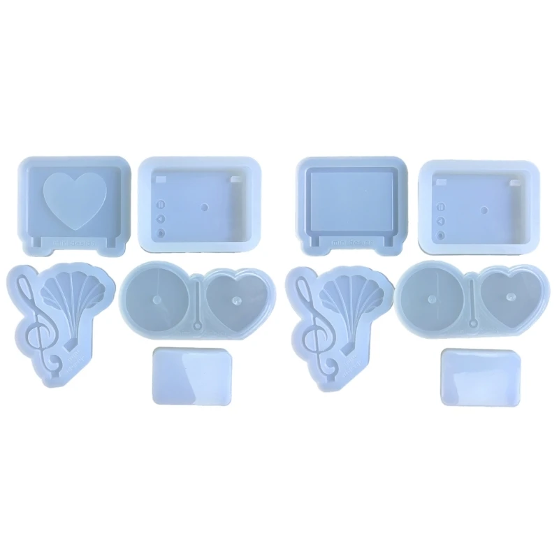 

E9LC Resin Shaker Mold Photo Frame Resin Mold Quicksand Epoxy Resin Casting Mold Record Player Silicone Mold for Table Decor