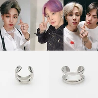 jimin the same finger ring kpop bangtan boys metal adjustable double layer opening rings army gift jewelry women men accessories