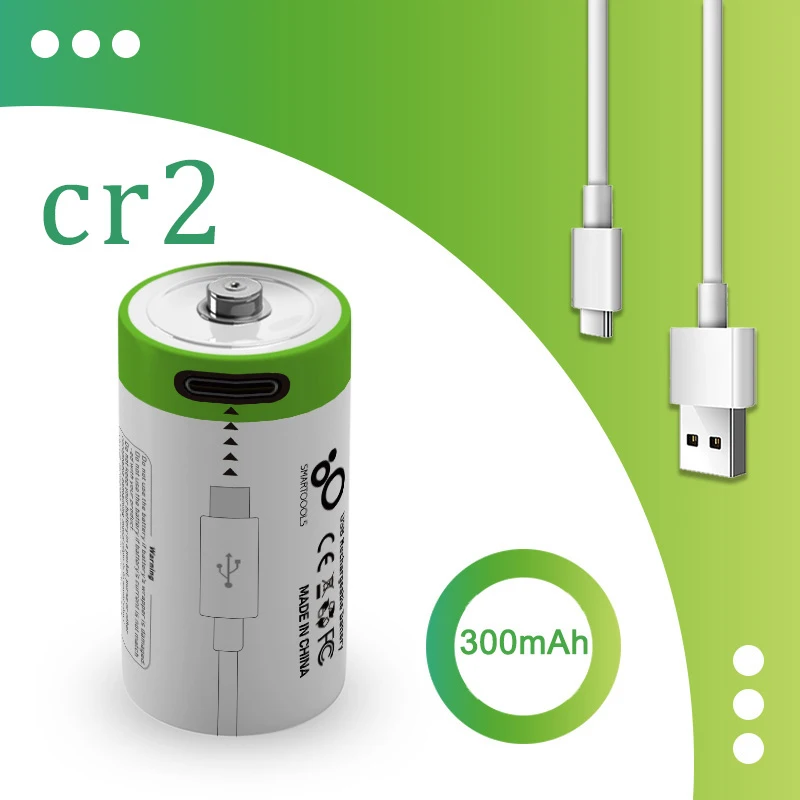 

CR2 rechargeable lithium battery 300mAh 3.7V cycle charging digital camera GPS safety medical equipment battery