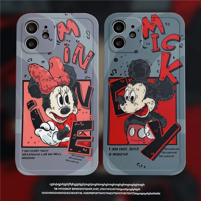 

Disney Mickey Minnie Cartoon Mobile Phone Case for Iphone 7/8 Plus X/xs Xr Xsmax 11 Pro 12pro Max Couples Cute Anti-fall Shell