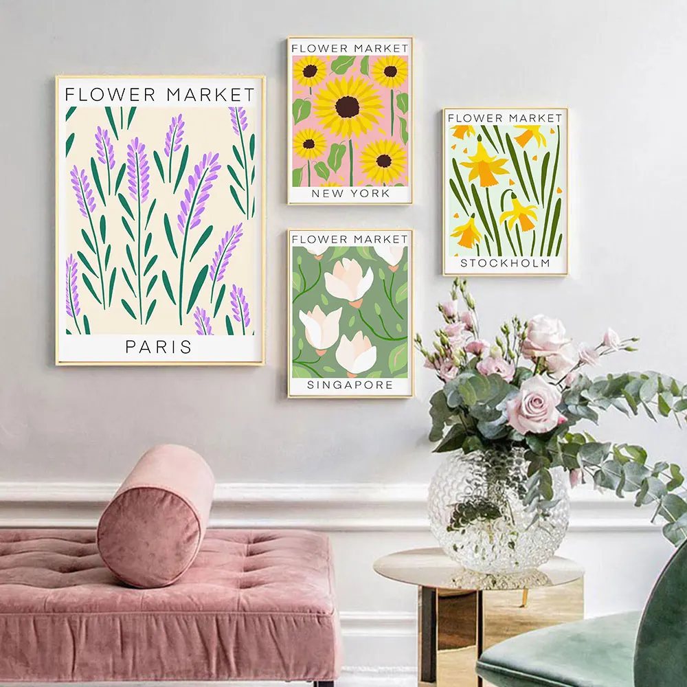 Картина на холсте с изображением подсолнуха орхидеи лаванды | Дом и сад