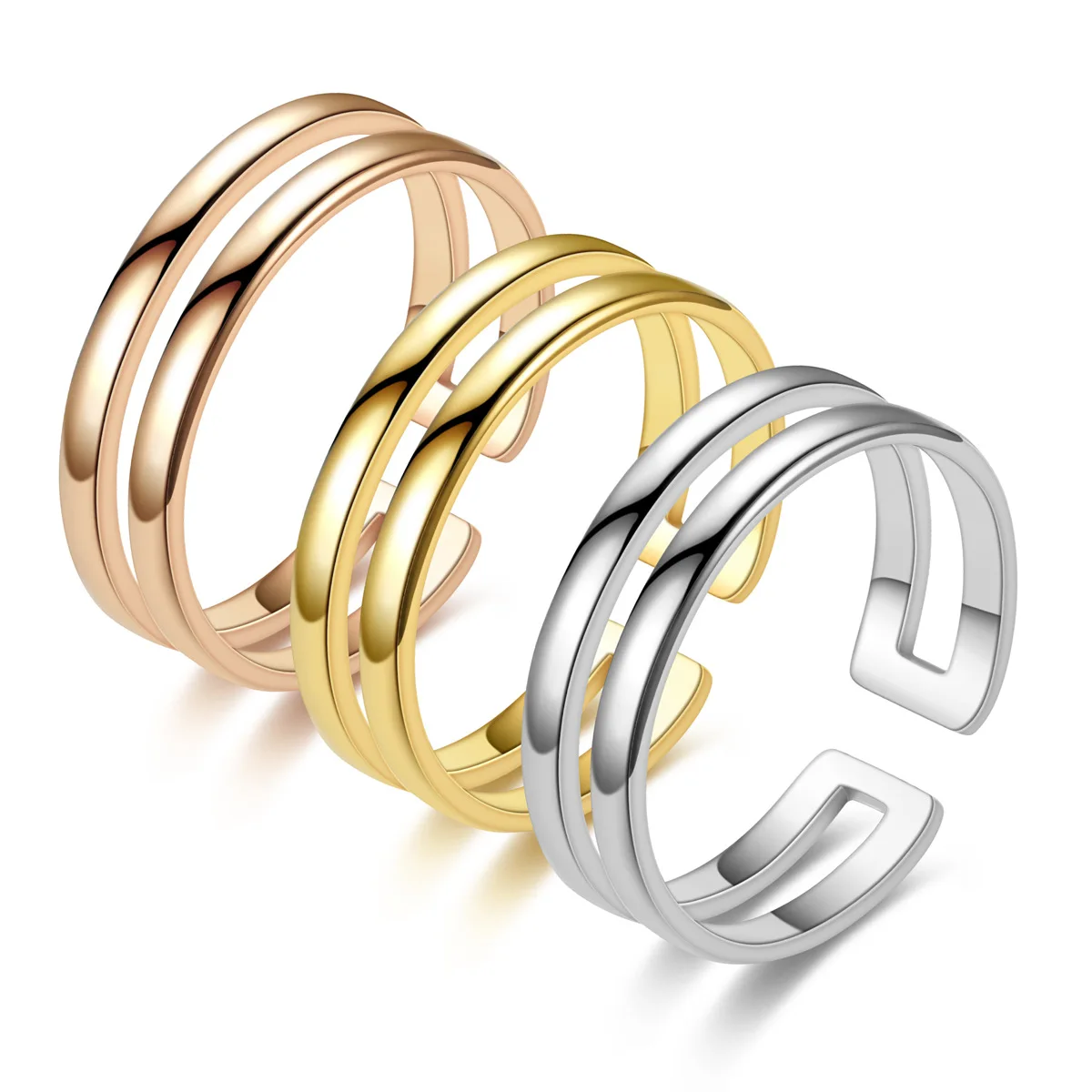 

AsJerlya 2022 Fashion Simple Stainless Steel Adjustable Opening Punk Rings Titanium Steel Ring For Women Men Party Jewelry Gift
