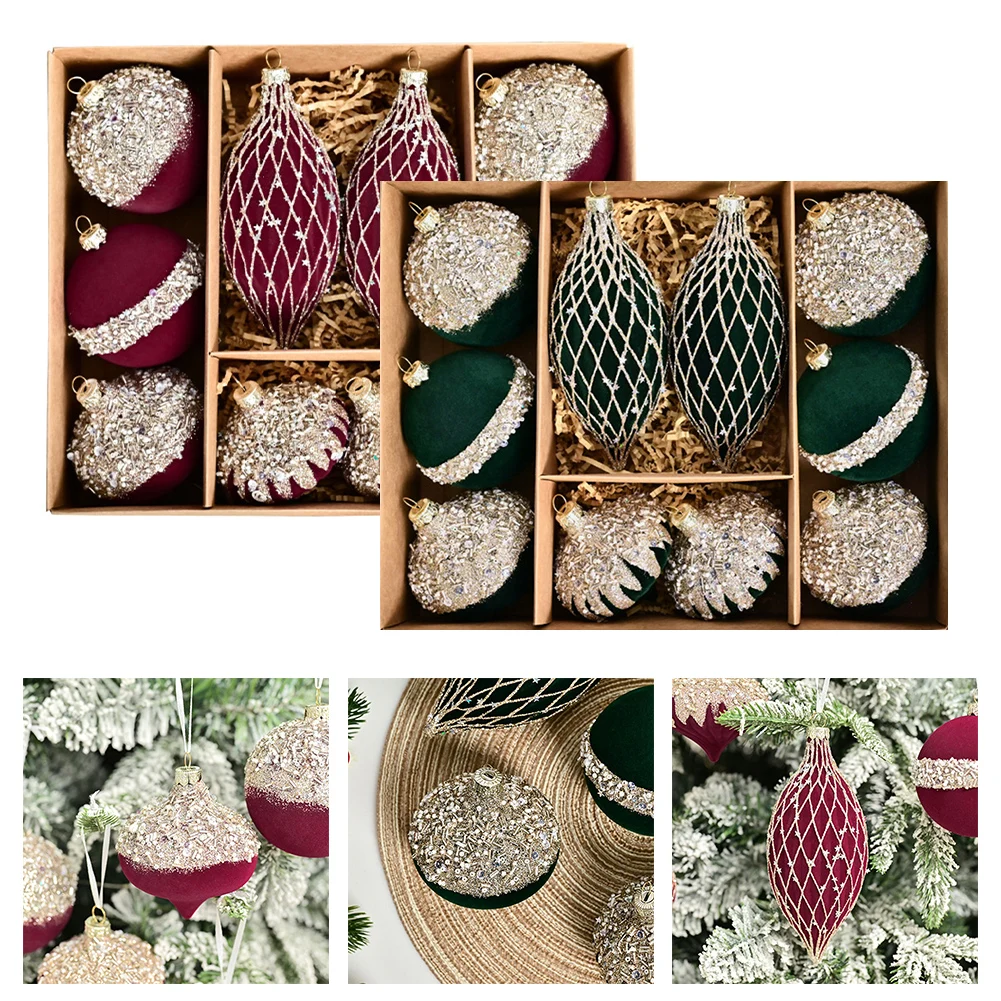 10 шт. 8 см флокированные рождественские шары специальной формы елочные украшения