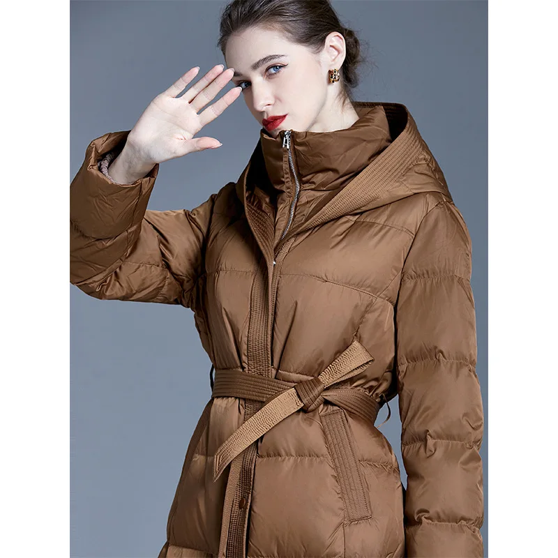 Winter 2022 new down jacket women's long over the knee breadwear Korean version temperament fashion loose coat