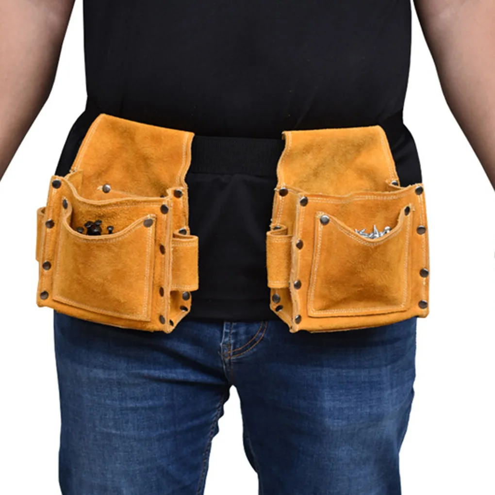 

Tool Storage Waist Bag Multi-pocket Dual Layer Replacement 24 Rivets Puncture Proof Wrench Grinder Woodworking Pouch