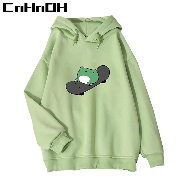 CnHnOH Amazon Hot Selling Men and Women's Cute Sweatshirts Skateboarding Frog Long Sleeve Hoodie Pullover Tops