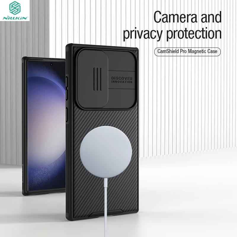 

For Samsung Galaxy S23 Ultra 22 Ultra Case NILLKIN Magnetic Slide Cases Camera Protection Case Cover Anti-skid Cover