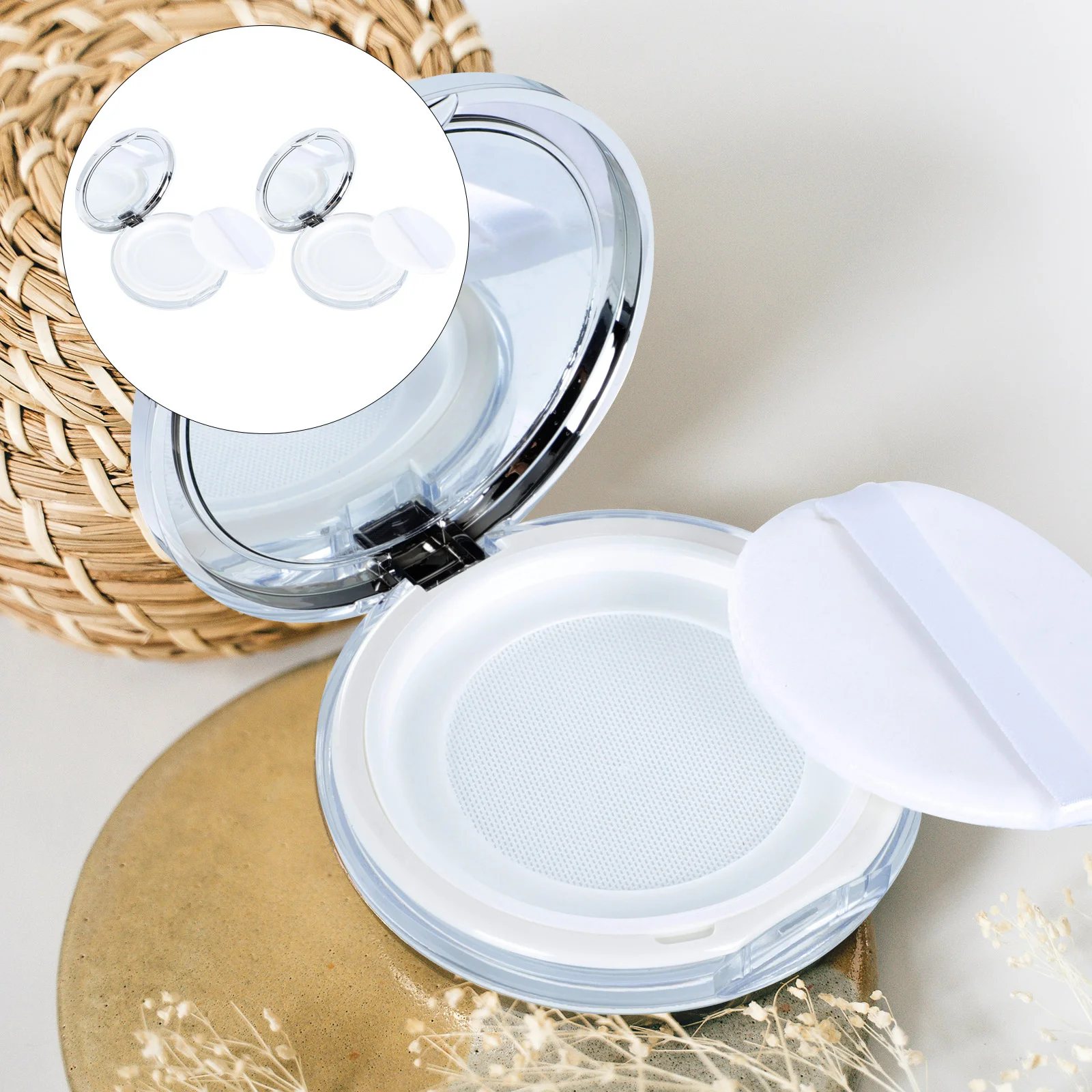 

Loose Case Makeup Container Puff Box Compact Holder Empty Cases Bottle Storage Refillable Female Face Simple Portable Jar