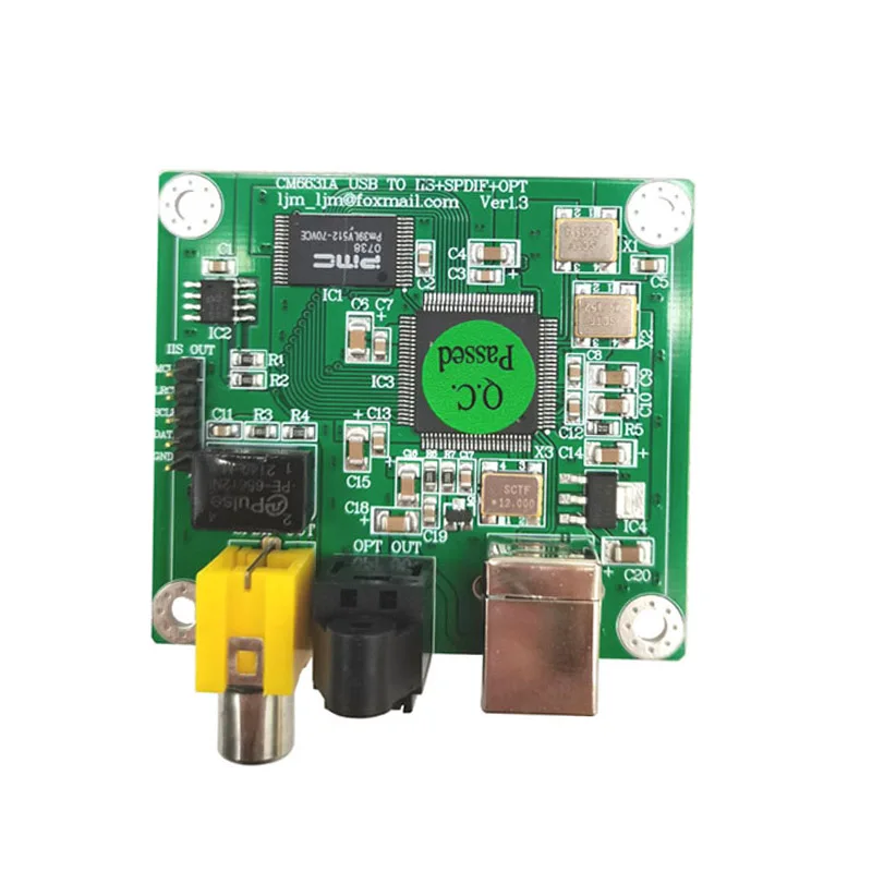 LUSYA Новый CM6631A USB к коаксиальному оптическому волокну SPDIF I2S конвертер ЦАП 24 бит 192