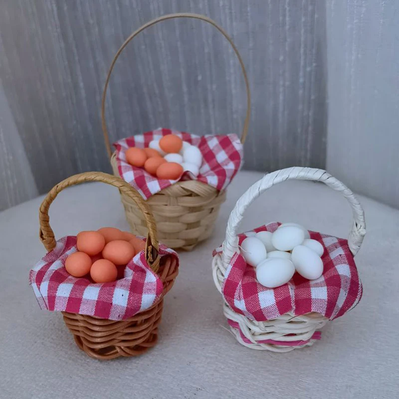 1 Набор миниатюрная корзина для кукольного домика в красную клетку рамка кухни