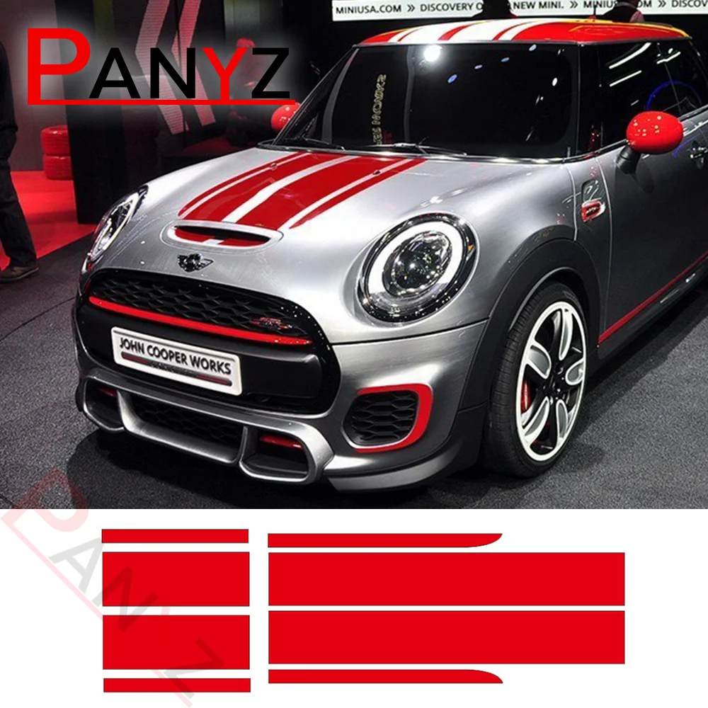 

Car Styling Front Bonnet & Rear Stripes Hood Trunk Engine Cover Decal Car Stickers for BMW MINI John Cooper Works F56 JCW