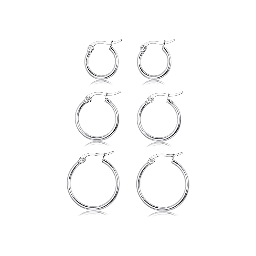 Круглые серьги из нержавеющей стали 14-33 мм