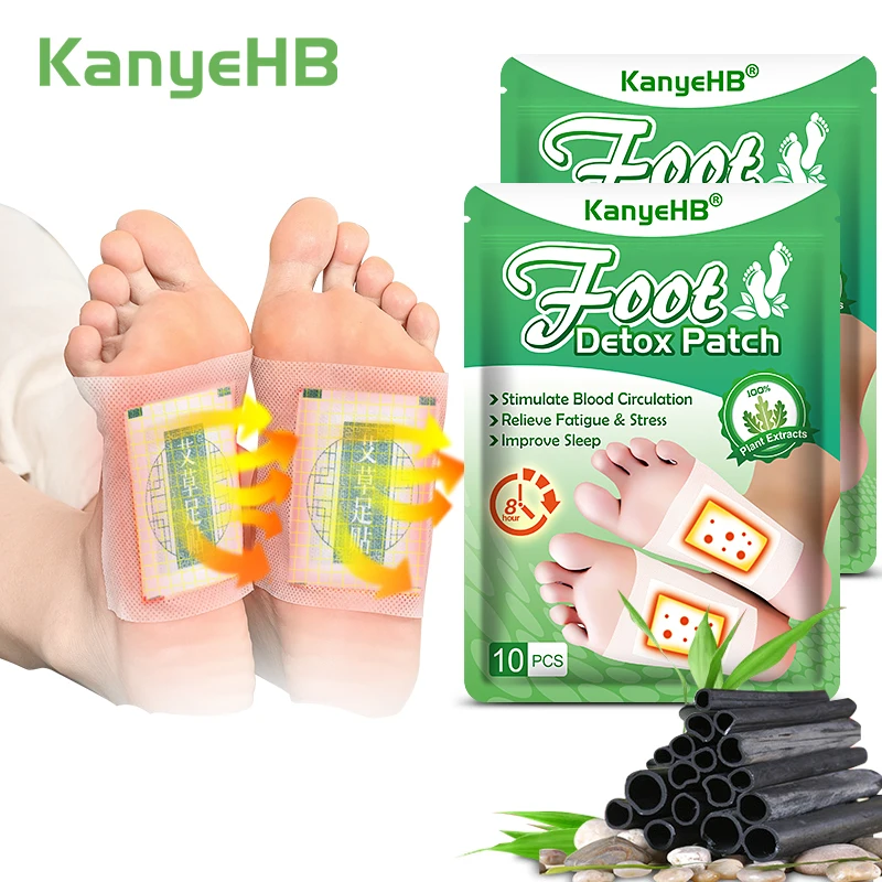 

20pcs=2bags Foot Detox Patch Relief Foot Fatigue Stress Help Sleep Promote Blood Circulation Herbal Detoxification Plaster A1142