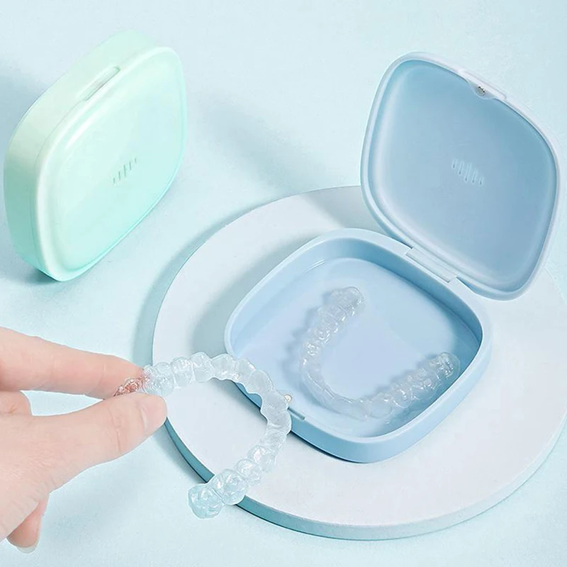 

Orthodontic Retainer Double Layer Braces Storage Box Soaking Invisible Teeth Denture Cleaning Tooth Storage Portable
