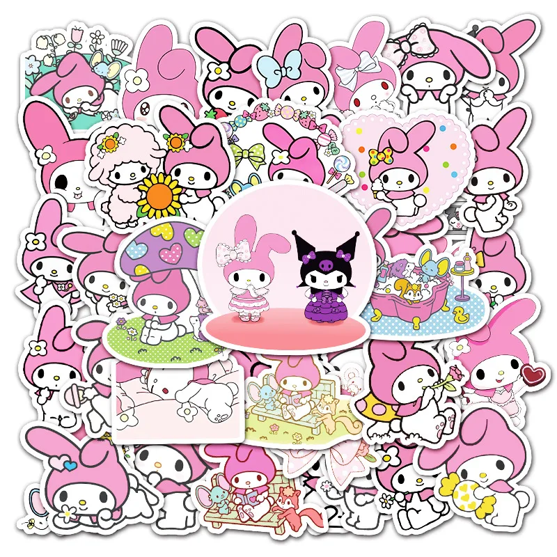 50 шт. аниме наклеек Sanrio Melody Мультяшные водонепроницаемые наклейки для ноутбука чемодана милые детские подарки