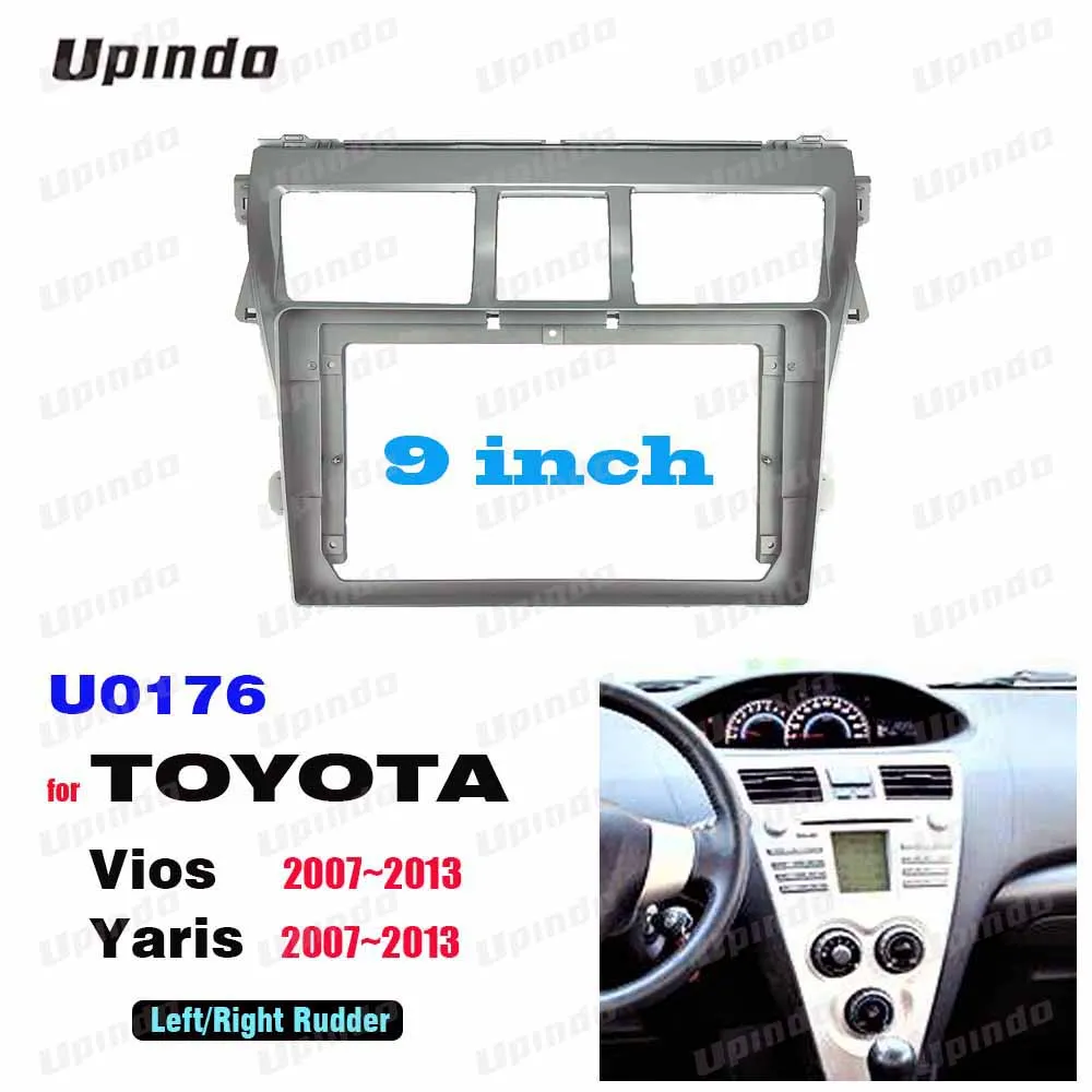 

2 DIN 9'' Car Radio Fascia Panel for Toyota Vios 2007 Belta 2005 Yaris Sedan 2006 Stereo Dash Frame Trim Installation Kit