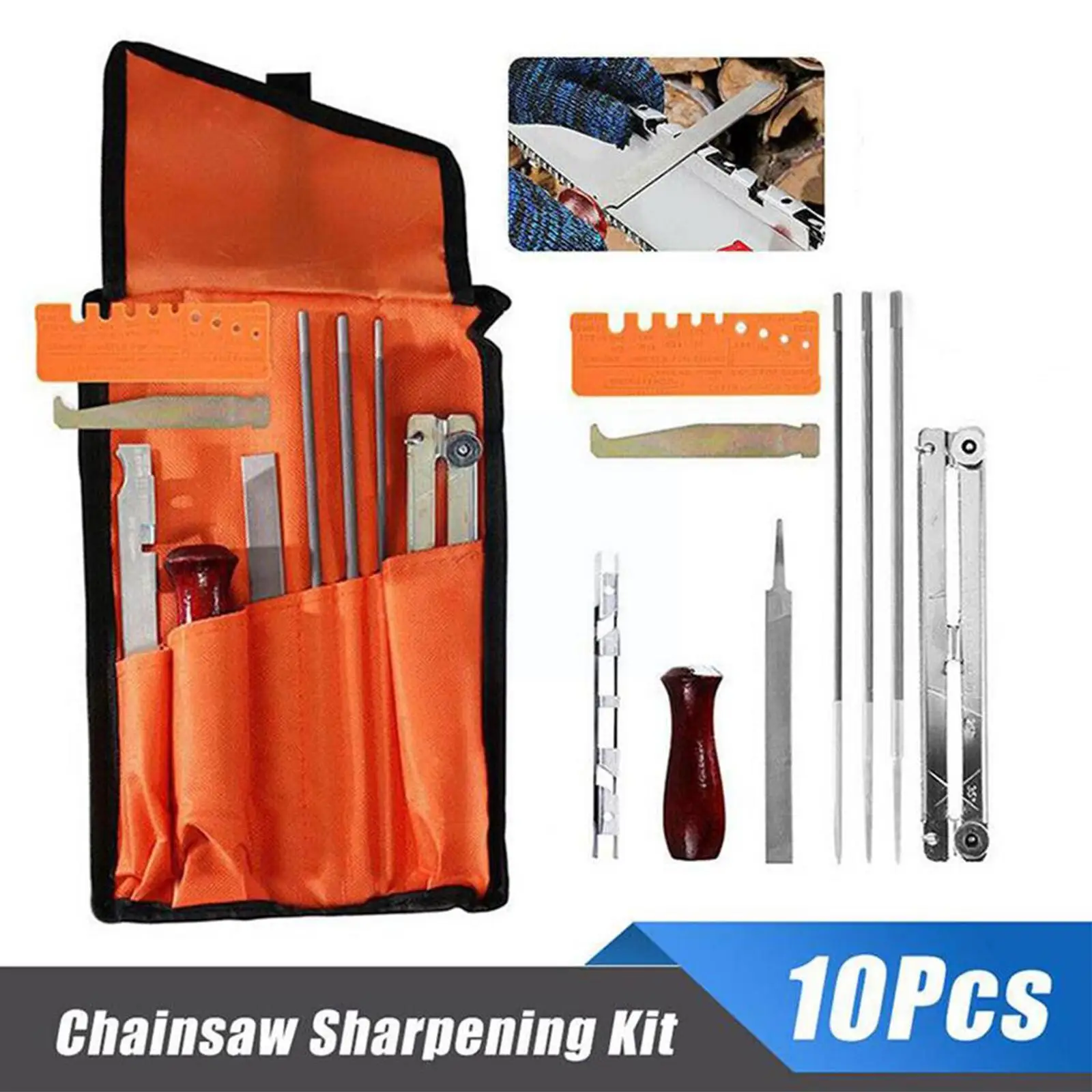 

Набор инструментов для заточки цепей пилы, комплект из 10 шт./компл., с круглой/плоской ручкой для заточки пилок, Guid R8f4