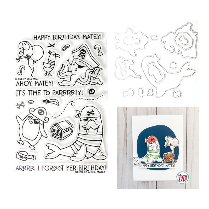 Ahoy Matey Pirate новинка 2023 года вырубные штампы для изготовления бумаги прозрачные