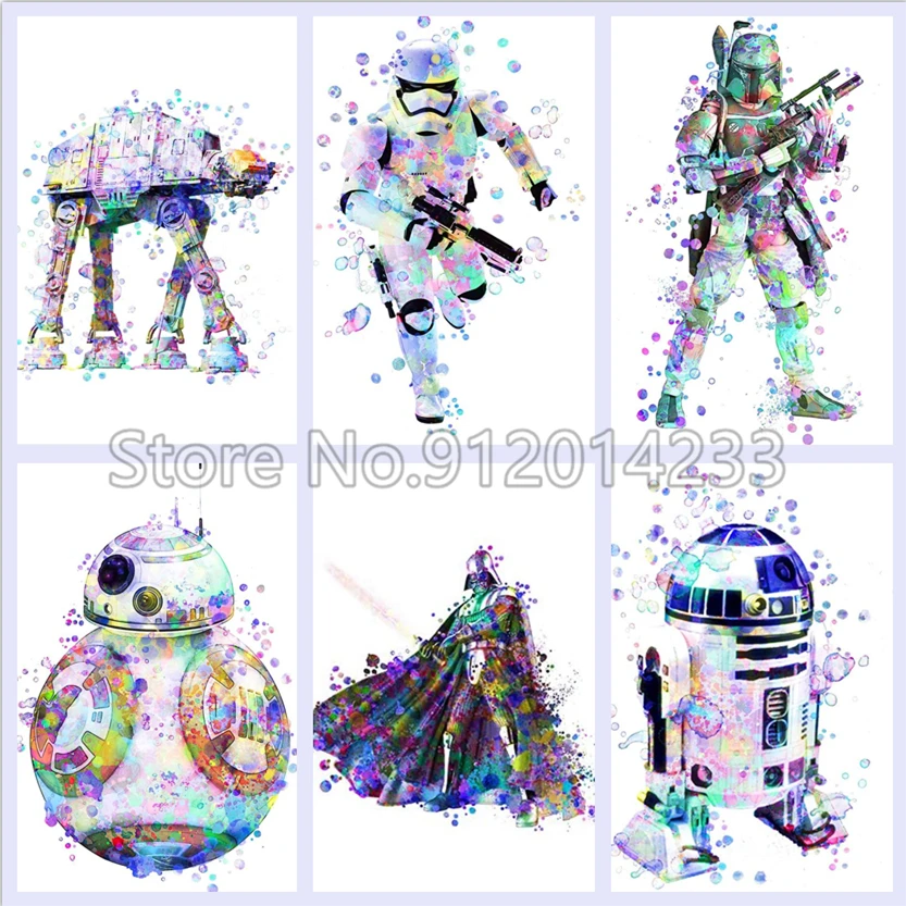 

Disney Star Wars Watercolor Diamond Painting 5D DIY Darth Vader Disney Movie Full Drill Embroidery Kits Mosaic Cross Stitch