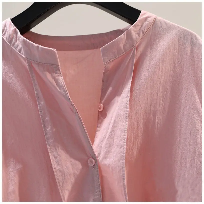 Женская Однотонная рубашка с V-образным вырезом и рукавом 5/4