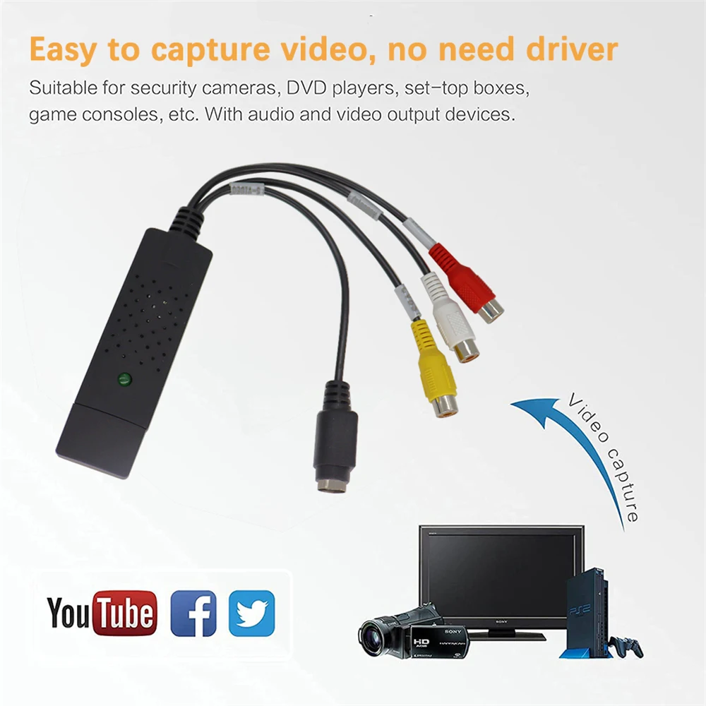 Адаптер Для ТВ-Тюнера И Видеокамеры С USB 2,0, Win7/8/XP/Vista.