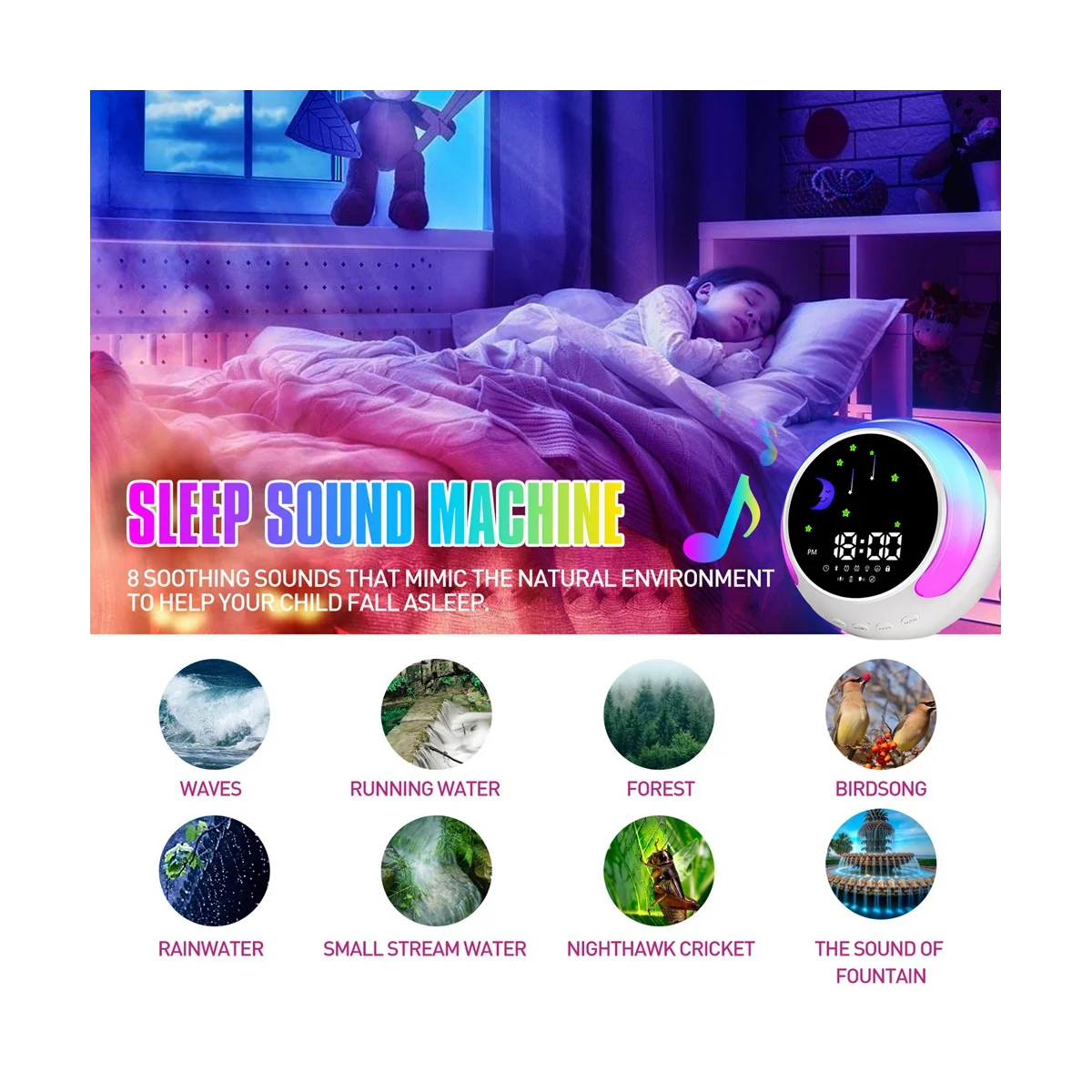 For Kids, Kids Alarm Clock For Girls Sleep Trainer With Wake Up Light, Bluetooth Music Player&digital Clock