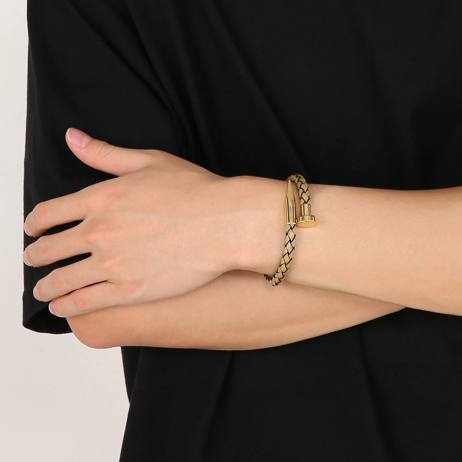 Fongten универсальный стильный браслет из нержавеющей стали с головкой ногтя для