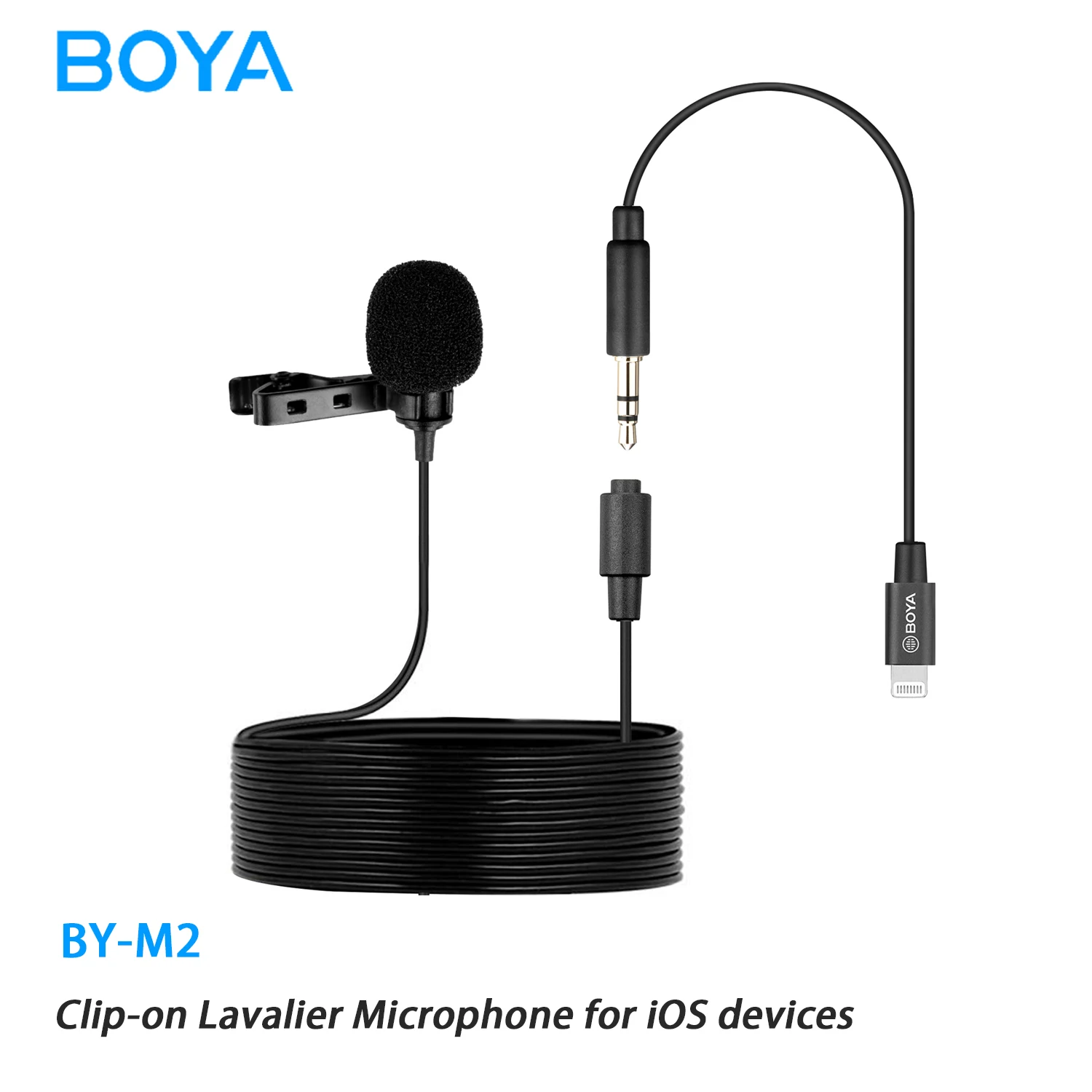 

BOYA BY-M2 Professional Lavalier Clip-on Lapel Microphone for iPad iPhone iPod Live Sreaming Blogger Youtube Recording 6m Cable