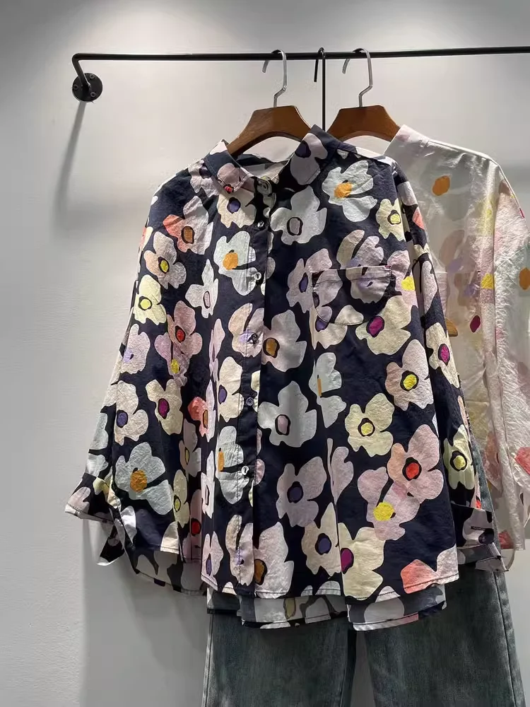 Бюст 144 см топы большого размера женские осенние японские модные рубашки в стиле