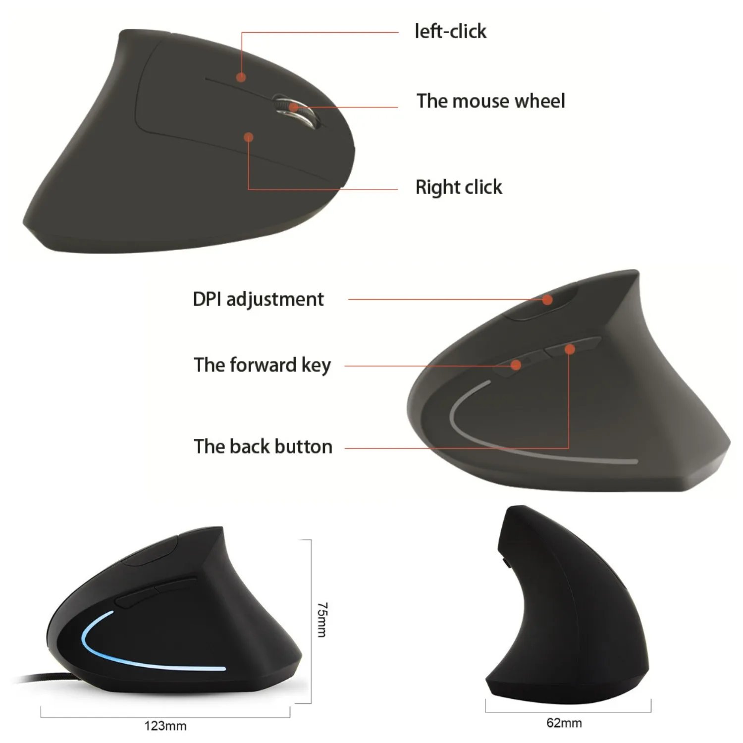 wireless gaming mouse vertical ergonomic kit gamer mouse usb wired cable 6 key rechargeable mause for pc laptop xbox ps4 cf mice free global shipping